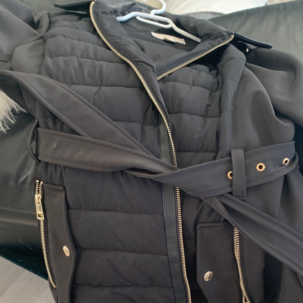 Michael Kors Black Puffer Jacket with Gold Accents
